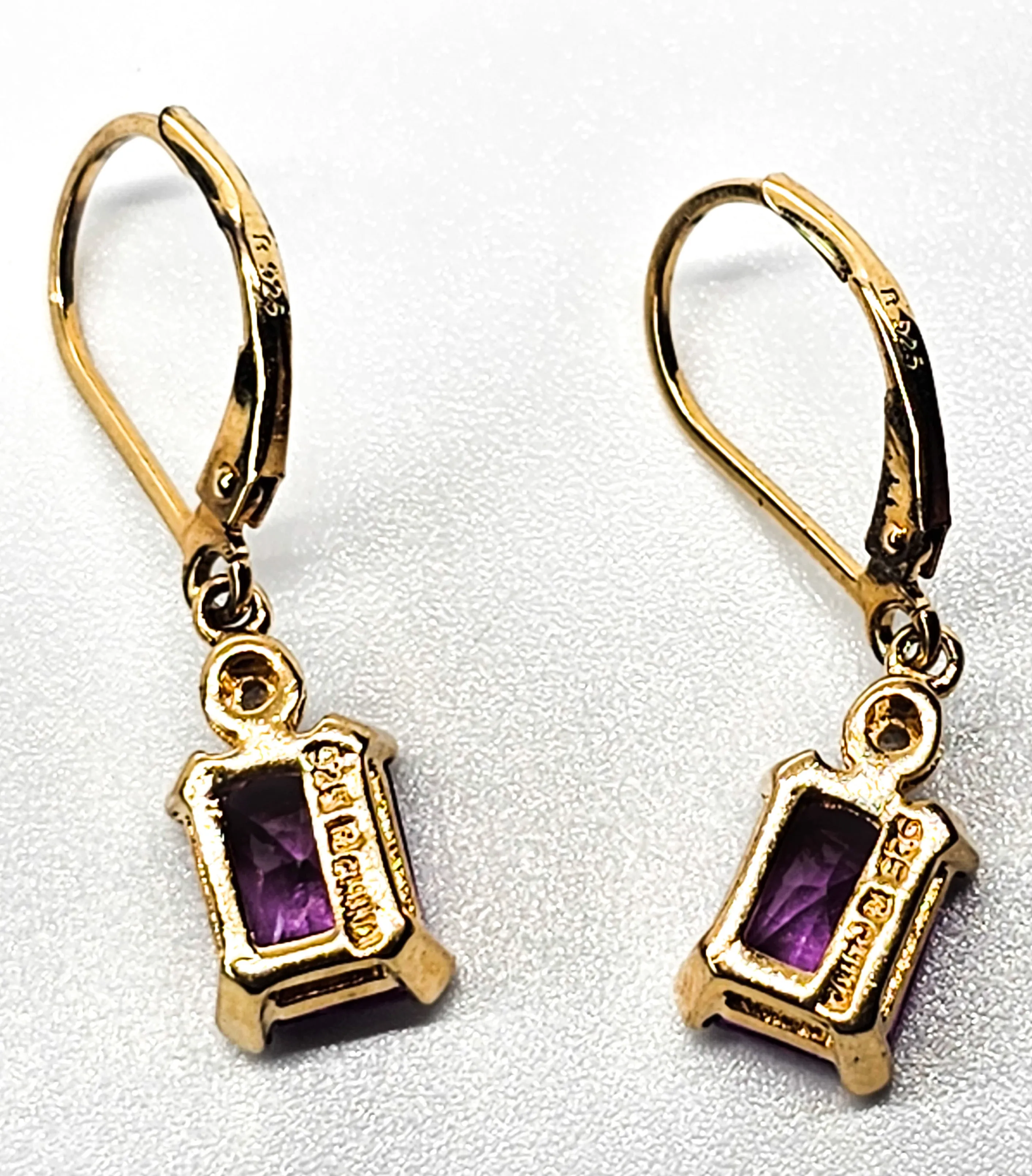 Pink Sapphire faceted open work gold over sterling silver vermeil earrings