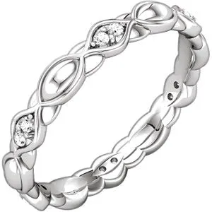 Platinum 1/8 CTW Diamond Sculptural-Inspired Eternity Band Size 7