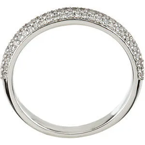 Platinum Pavé Accented Engagement Ring or Band, Size 7