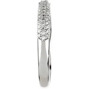 Platinum Pavé Accented Engagement Ring or Band, Size 7