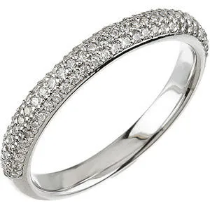 Platinum Pavé Accented Engagement Ring or Band, Size 7