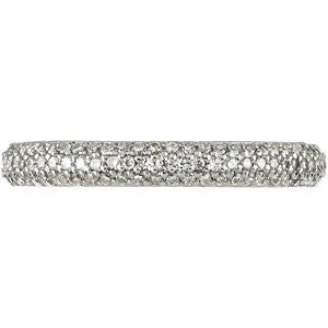 Platinum Pavé Accented Engagement Ring or Band, Size 7