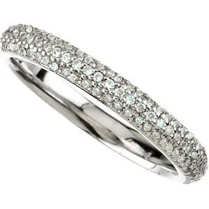 Platinum Pavé Accented Engagement Ring or Band, Size 7