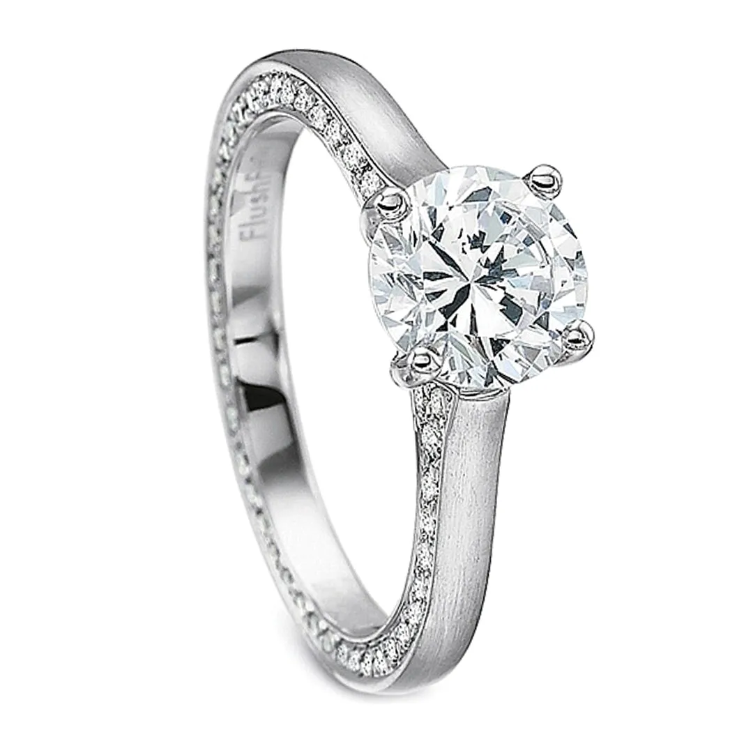 Precision Set Flush Fit Matte Finish Diamond Engagement Ring