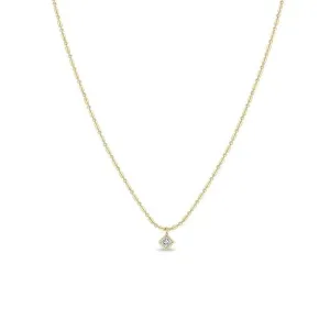 Princess Cut Diamond Tube Bar & Bead Chain Necklace