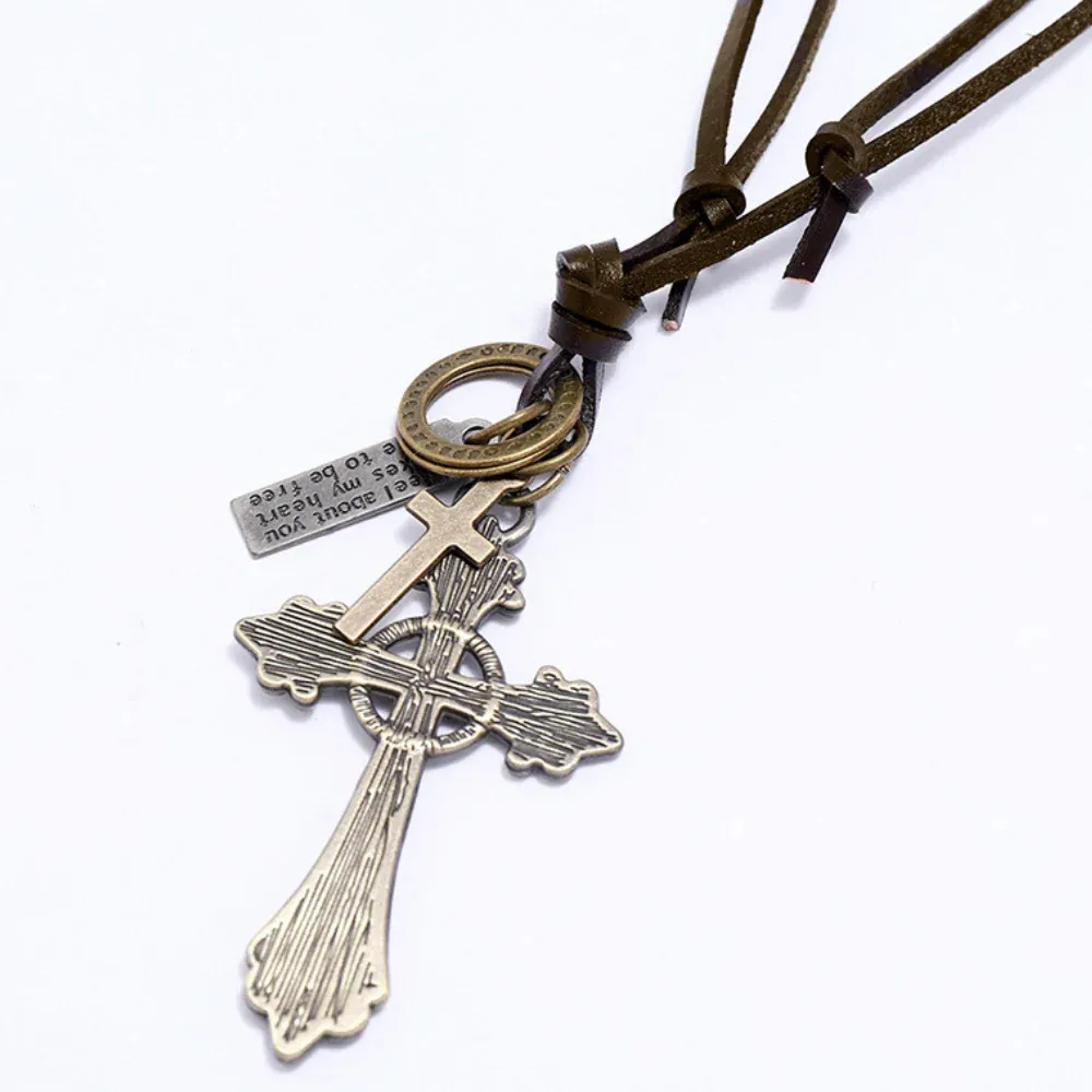 "Cross Pull Leather" Necklaces