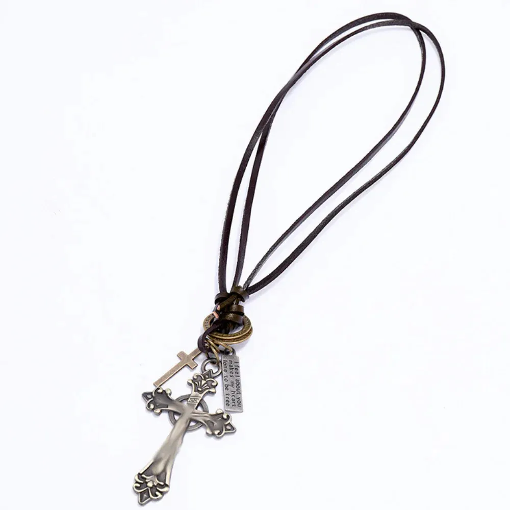 "Cross Pull Leather" Necklaces