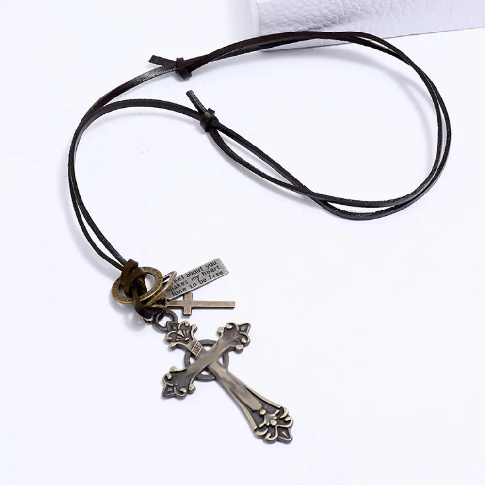 "Cross Pull Leather" Necklaces