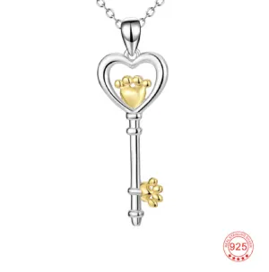 "Love You Forever" Sterling Silver Key Necklace