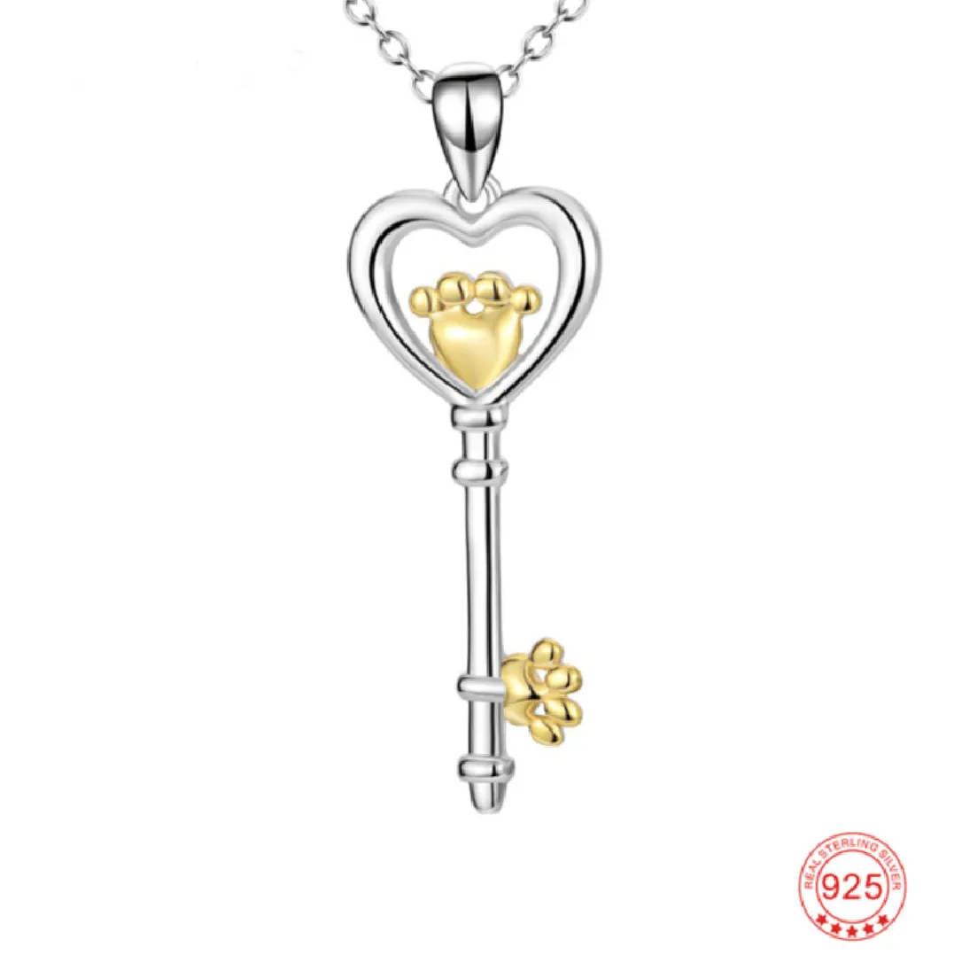 "Love You Forever" Sterling Silver Key Necklace