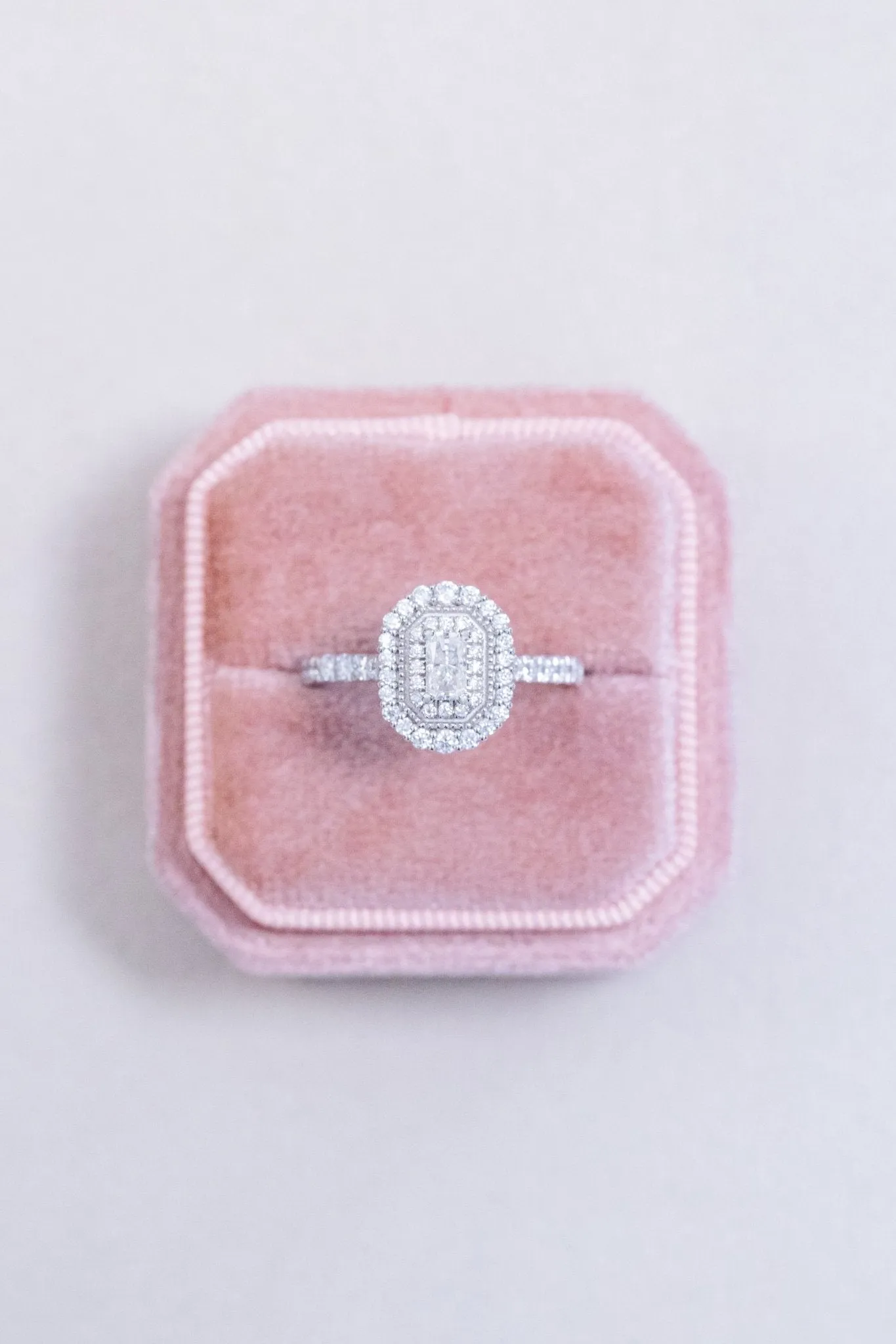Radiant Cut Double Halo Moissanite Engagement Ring