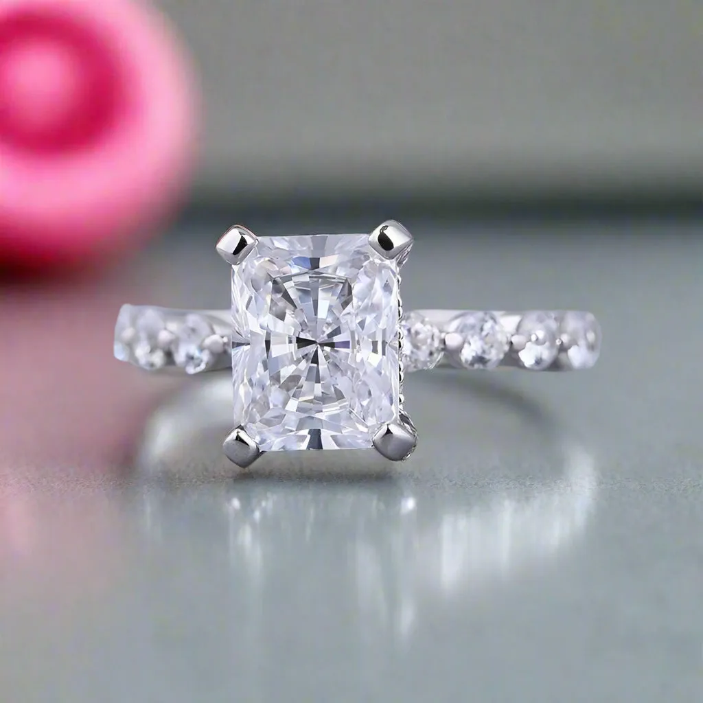 Radiant Cut Simulated Diamond Engagement Ring