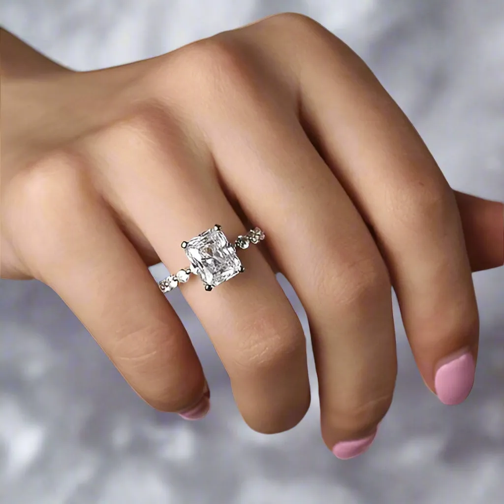 Radiant Cut Simulated Diamond Engagement Ring