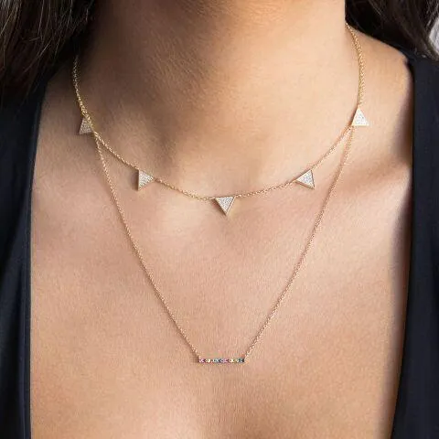 Rainbow Bar Necklace 14K