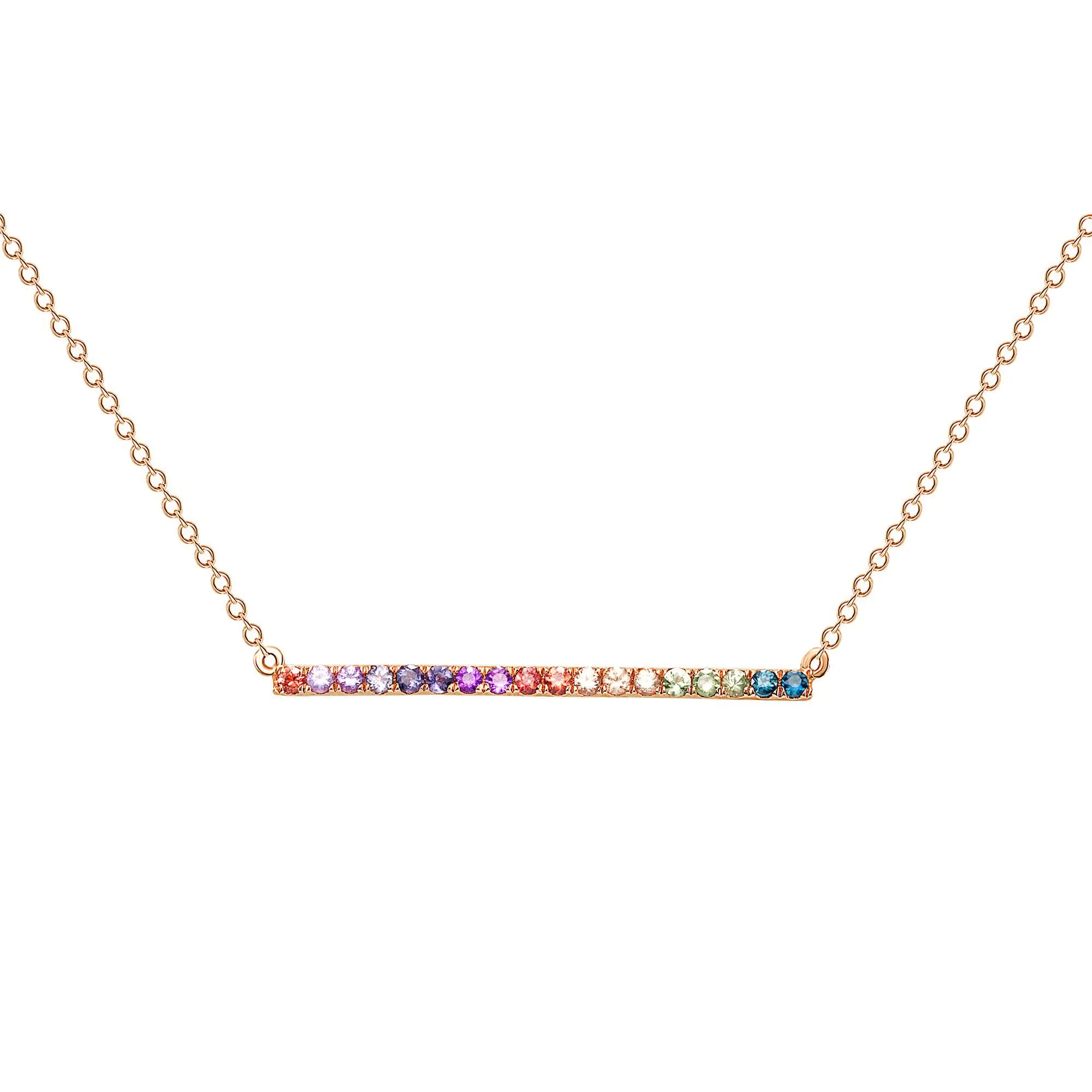 Rainbow Sapphire Bar Necklace