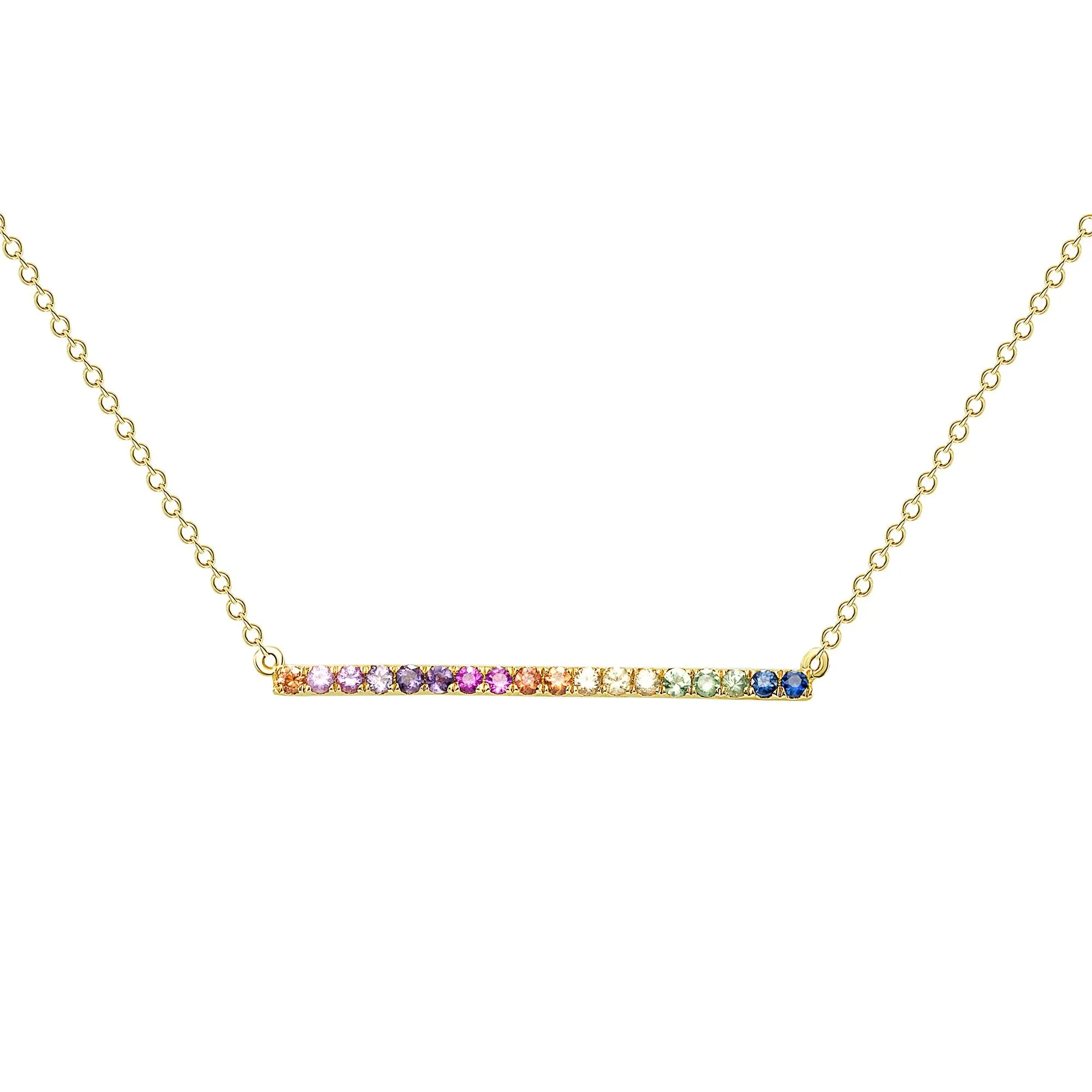 Rainbow Sapphire Bar Necklace