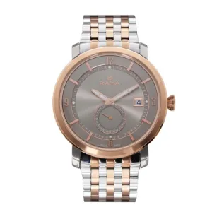 Rama Men's Quartz Watch Two Tone Rosegold/Silver Plated Stainless Steel Case & Bracelet With Light Gray And Light Gray Ring Dial