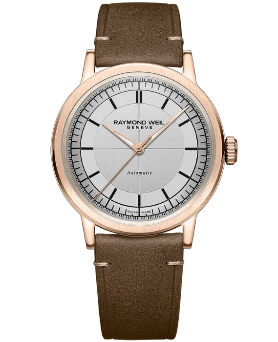 Raymond Weil Automatic Millesime RG PVD Silver Dial Men's Automatic Brown Strap