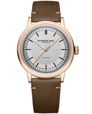 Raymond Weil Automatic Millesime RG PVD Silver Dial Men's Automatic Brown Strap