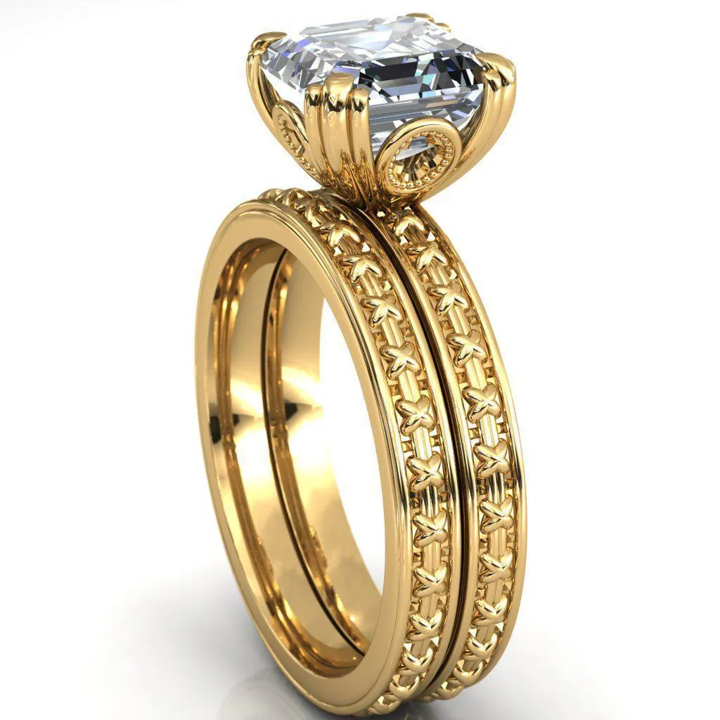 Rayonnant Asscher Moissanite Engagement Ring