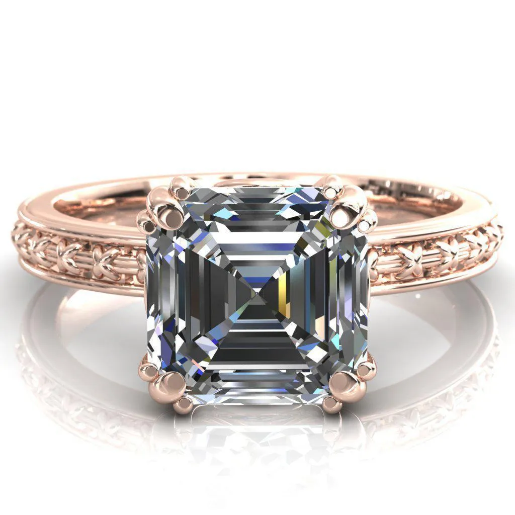 Rayonnant Asscher Moissanite Engagement Ring