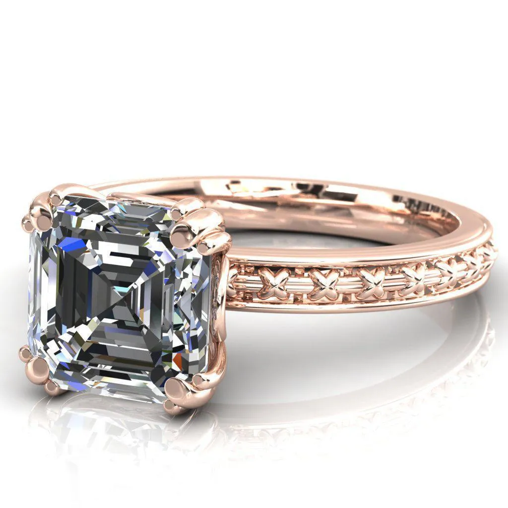 Rayonnant Asscher Moissanite Engagement Ring