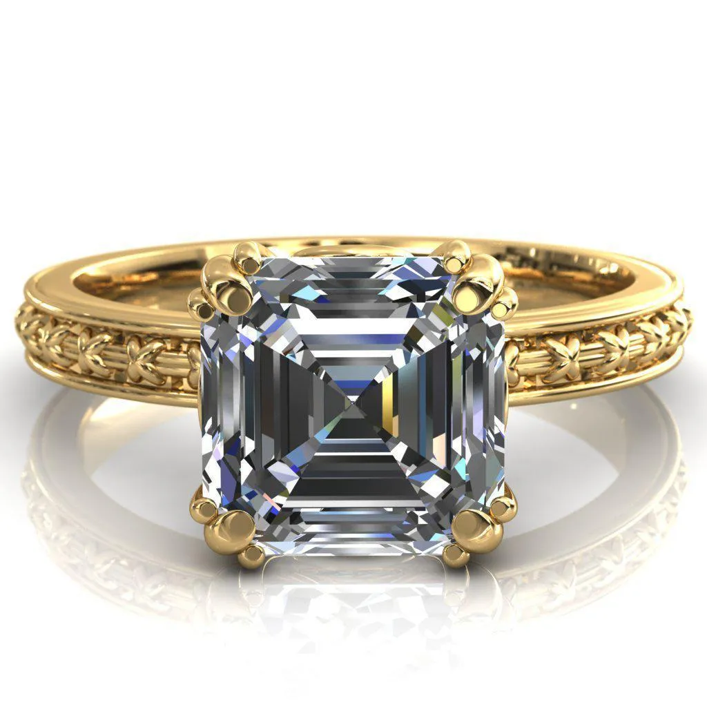 Rayonnant Asscher Moissanite Engagement Ring