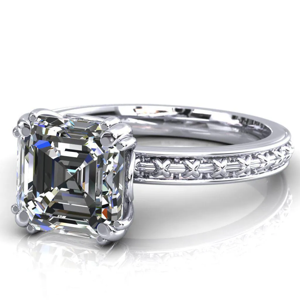 Rayonnant Asscher Moissanite Engagement Ring