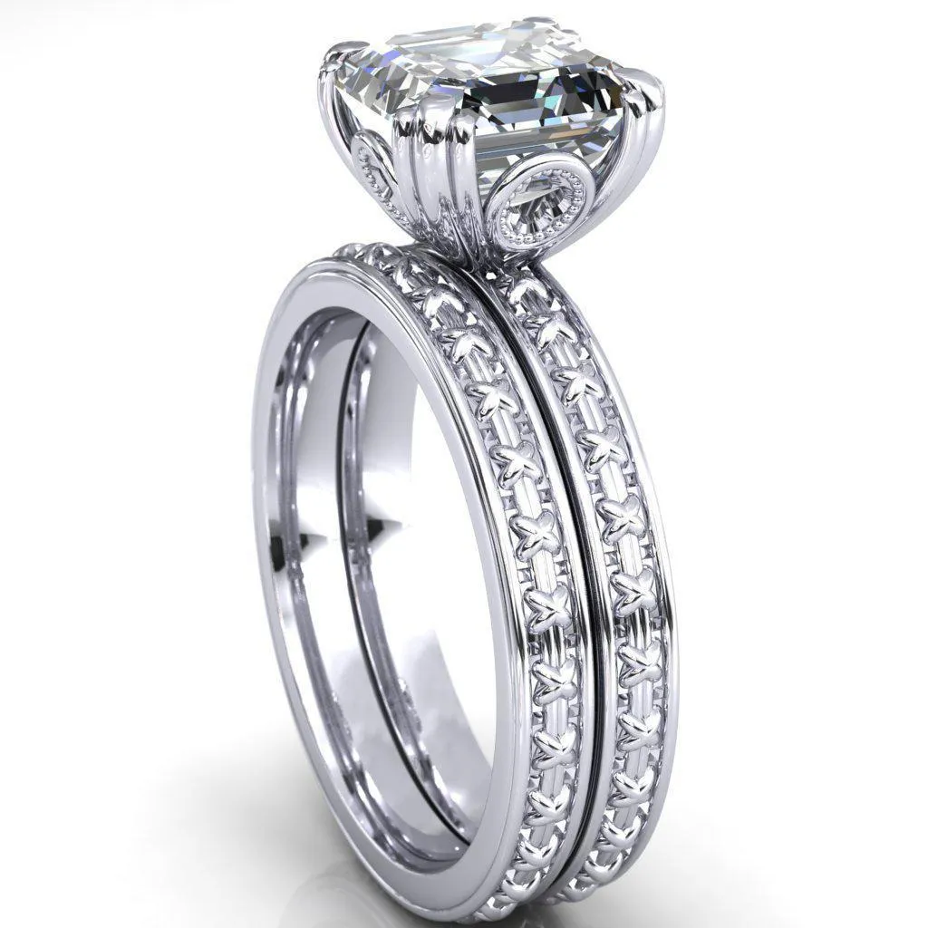 Rayonnant Asscher Moissanite Engagement Ring