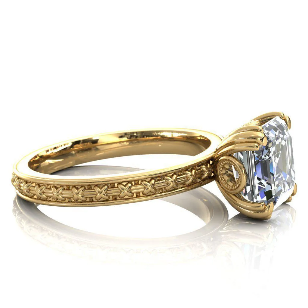 Rayonnant Asscher Moissanite Engagement Ring