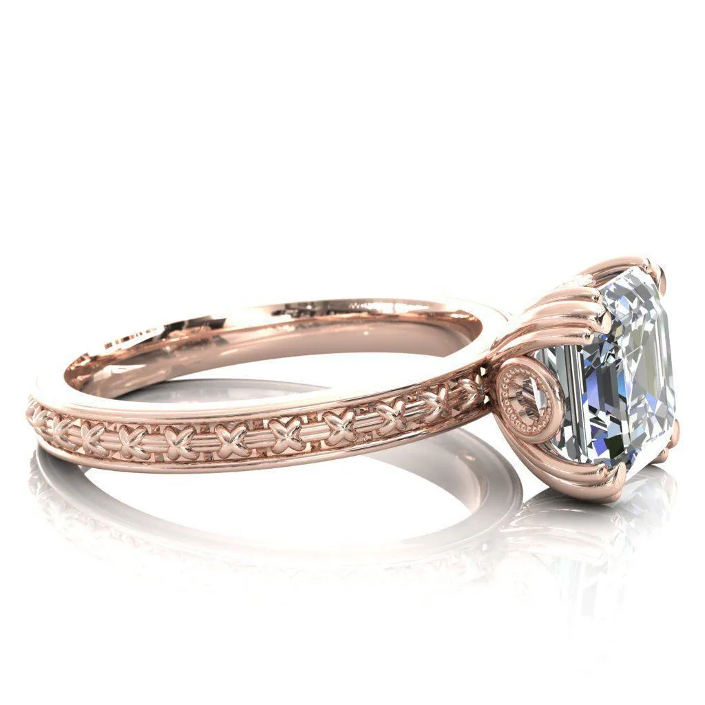 Rayonnant Asscher Moissanite Engagement Ring