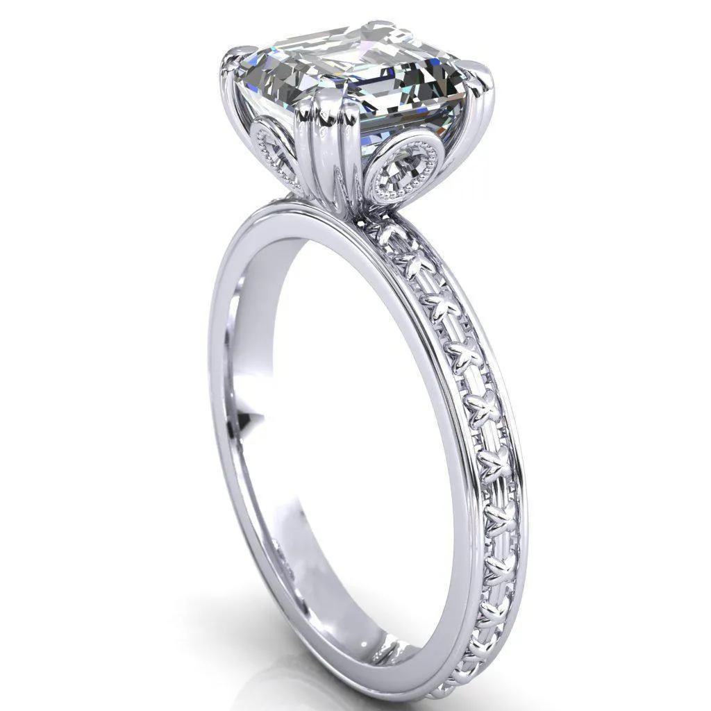 Rayonnant Asscher Moissanite Engagement Ring