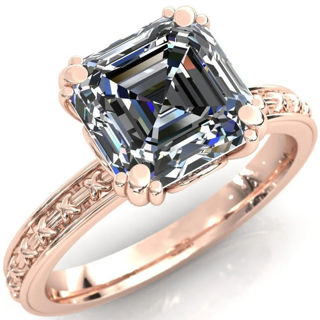 Rayonnant Asscher Moissanite Engagement Ring