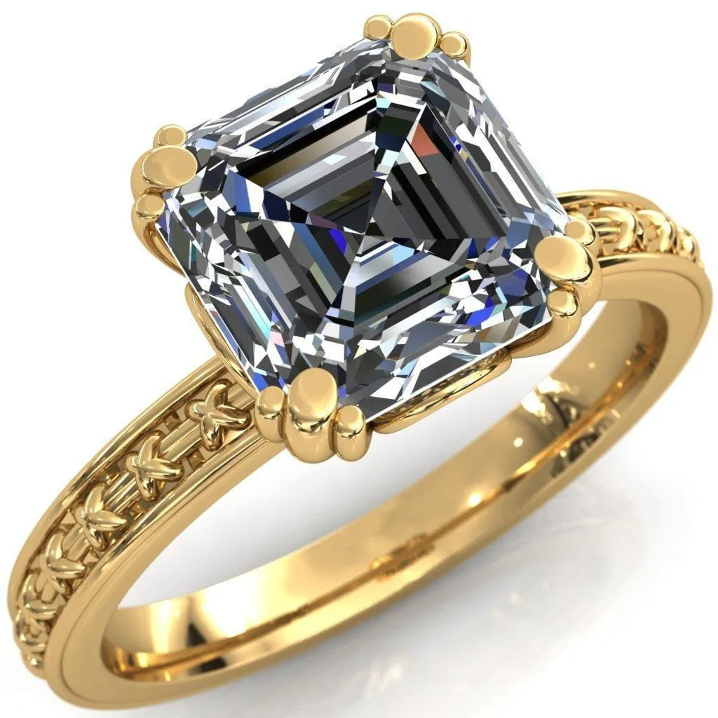 Rayonnant Asscher Moissanite Engagement Ring