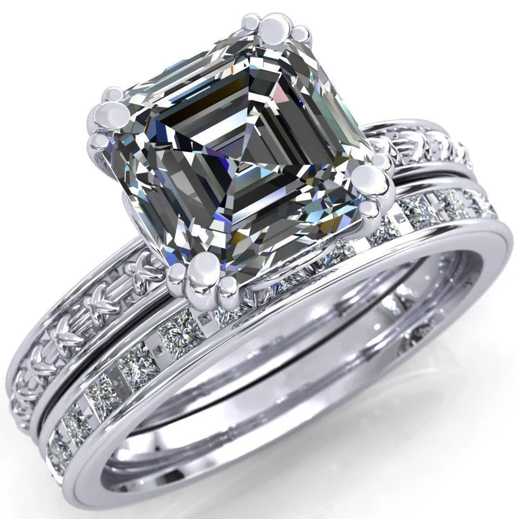 Rayonnant Asscher Moissanite Engagement Ring