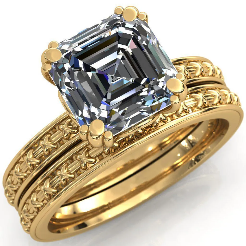 Rayonnant Asscher Moissanite Engagement Ring