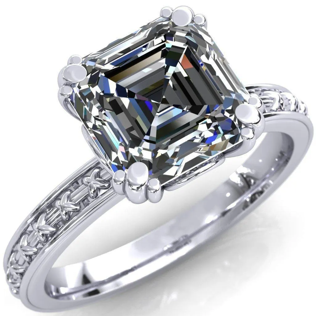 Rayonnant Asscher Moissanite Engagement Ring