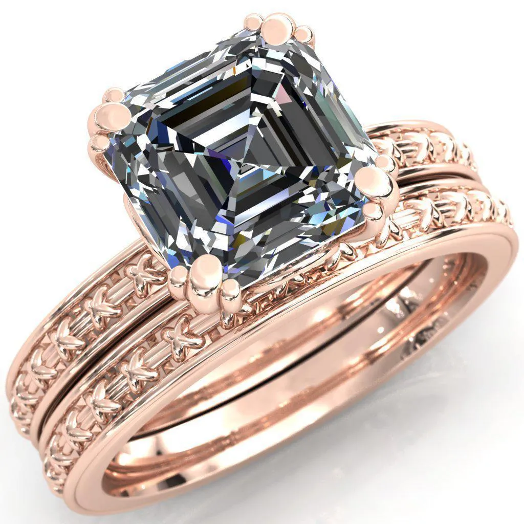 Rayonnant Asscher Moissanite Engagement Ring