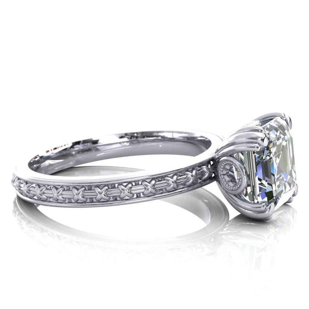 Rayonnant Asscher Moissanite Engagement Ring