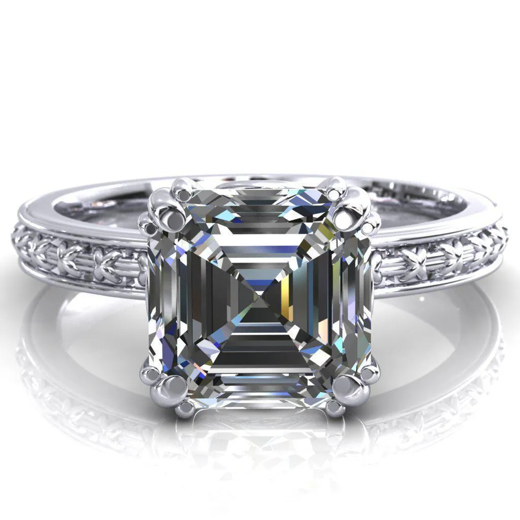 Rayonnant Asscher Moissanite Engagement Ring