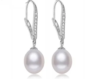 Real Freshwater Pearl Earring Sterling Silver 925 Jewelry Drop Natural Pearl Earrings Wedding Girl Birthday Best Gift White Pink
