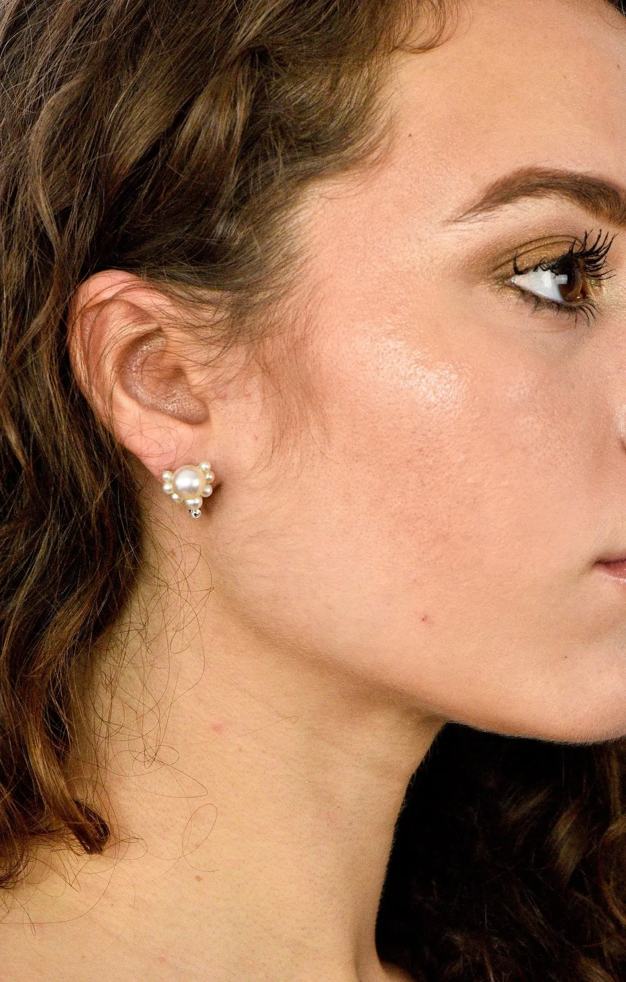 Retro Diamond Cultured Pearl Platinum Earrings