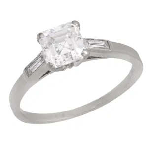 Retro Platinum Diamond Engagement Ring 1.06ct