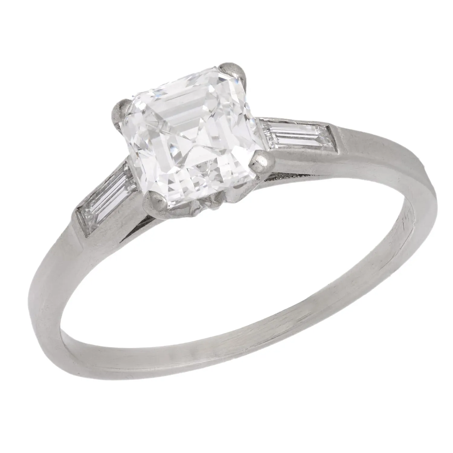 Retro Platinum Diamond Engagement Ring 1.06ct