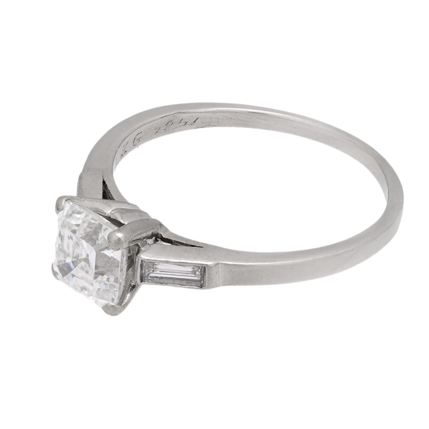 Retro Platinum Diamond Engagement Ring 1.06ct