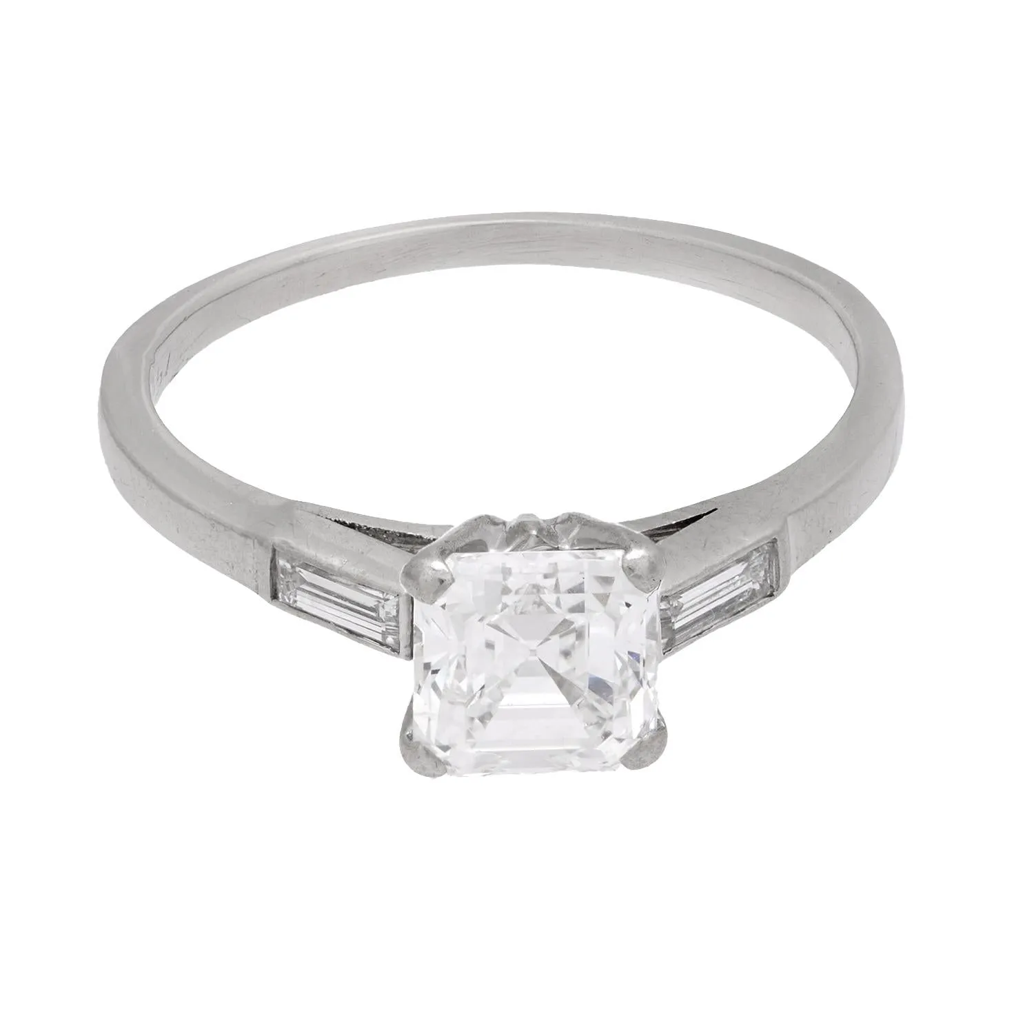 Retro Platinum Diamond Engagement Ring 1.06ct