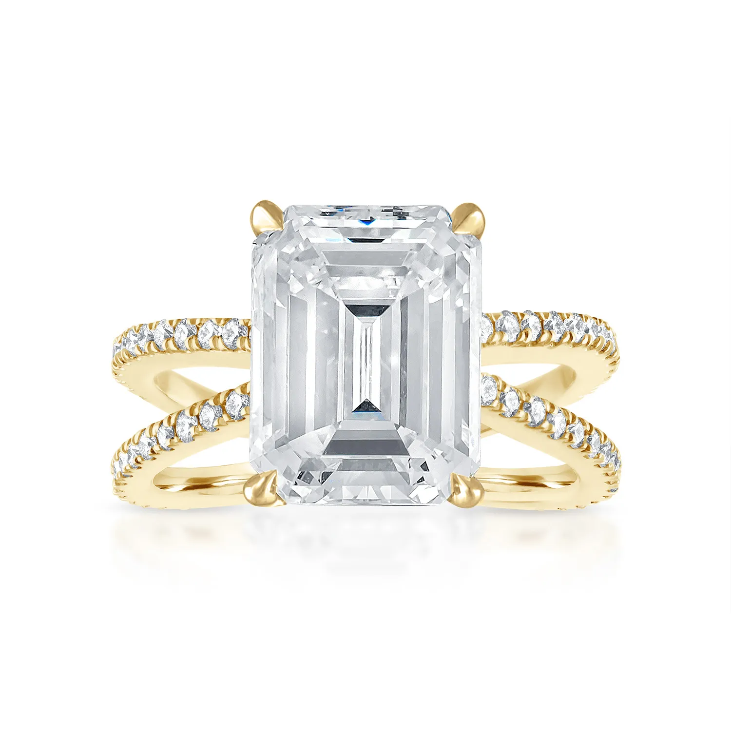 Reverse Pave Split Shank Engagement Ring