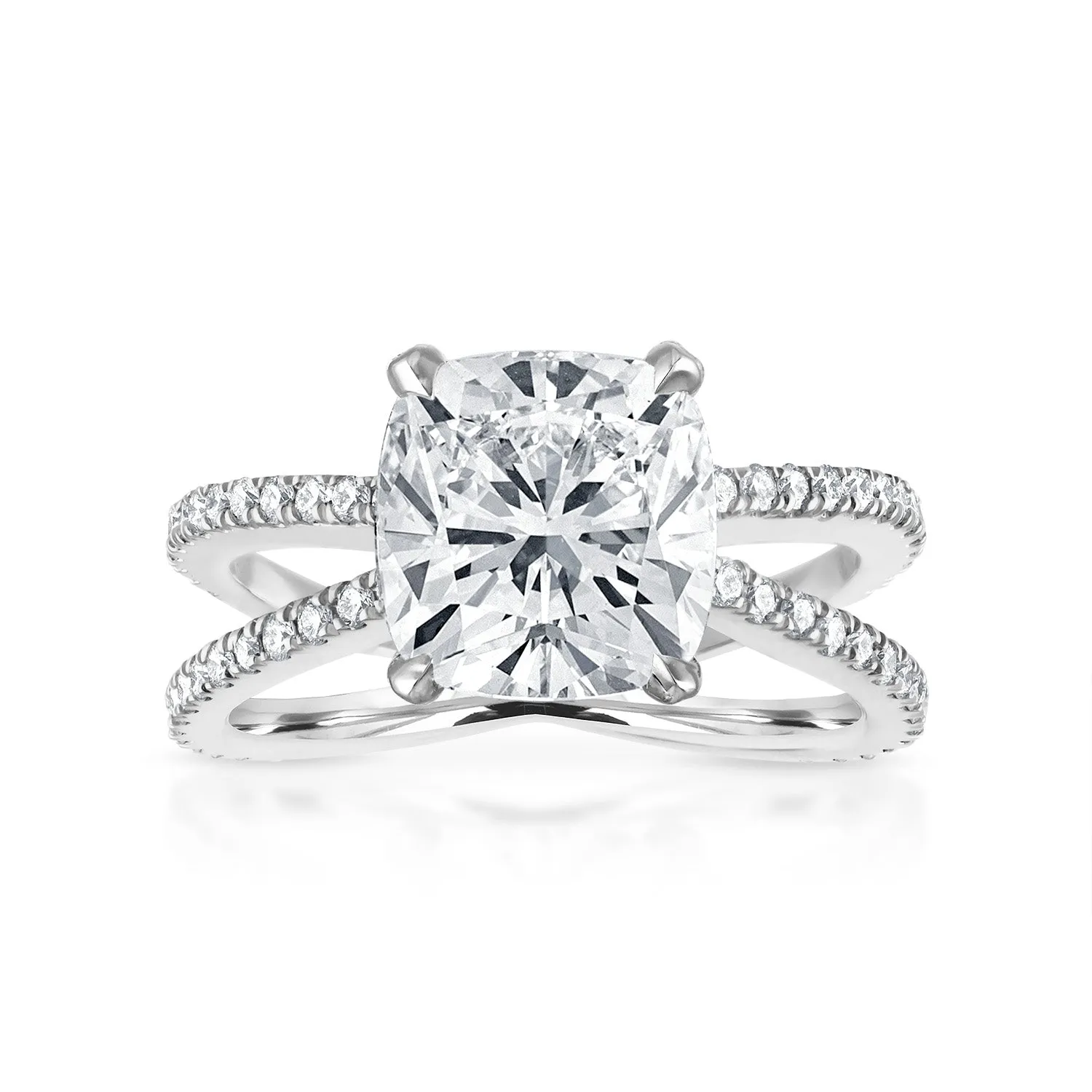 Reverse Pave Split Shank Engagement Ring