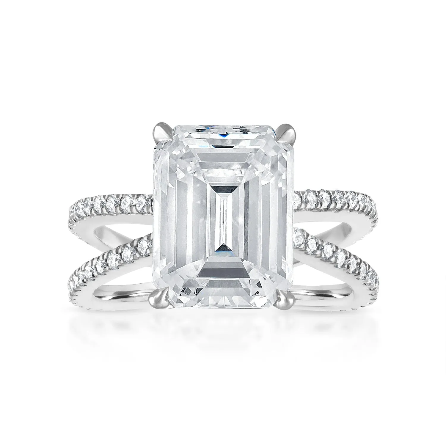 Reverse Pave Split Shank Engagement Ring