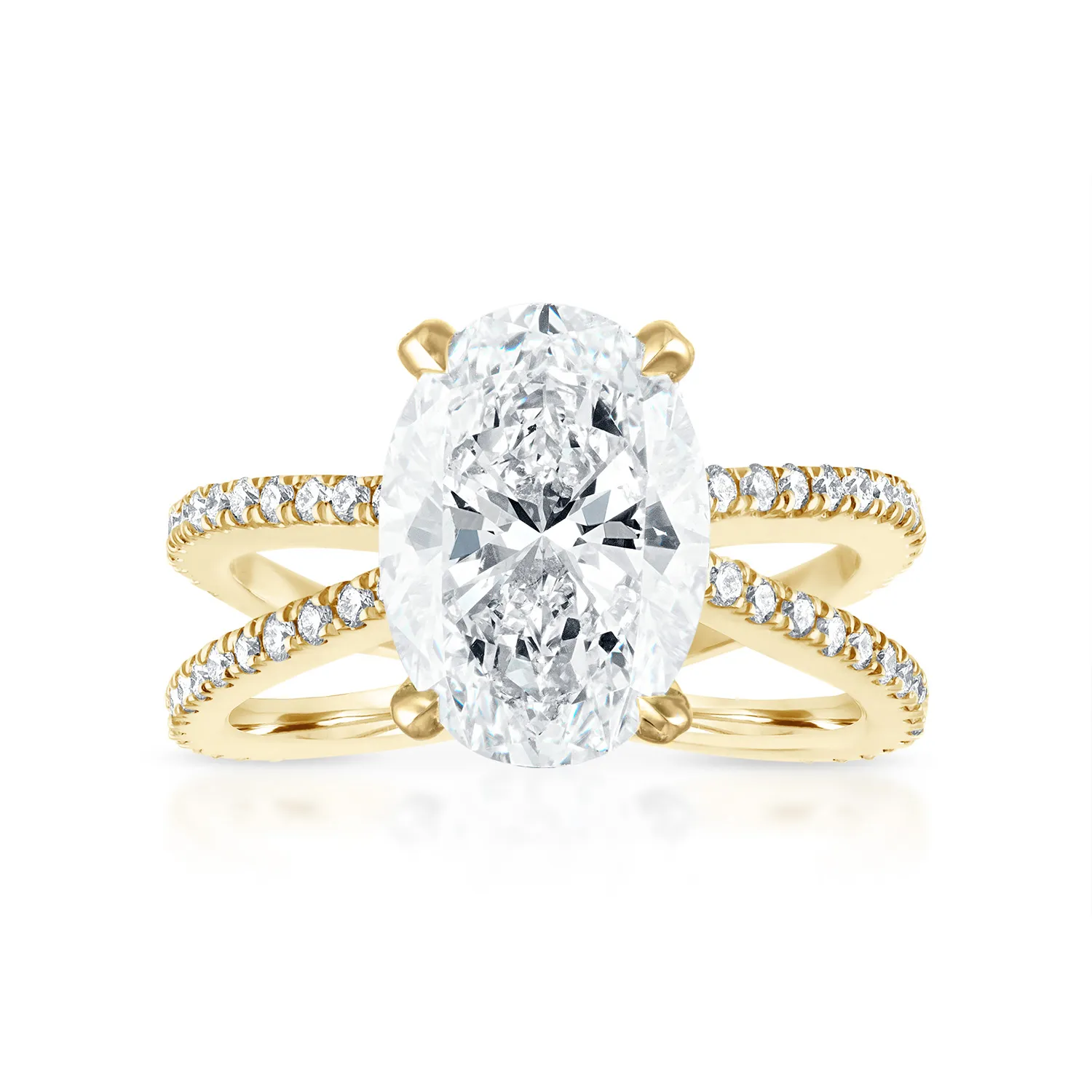 Reverse Pave Split Shank Engagement Ring